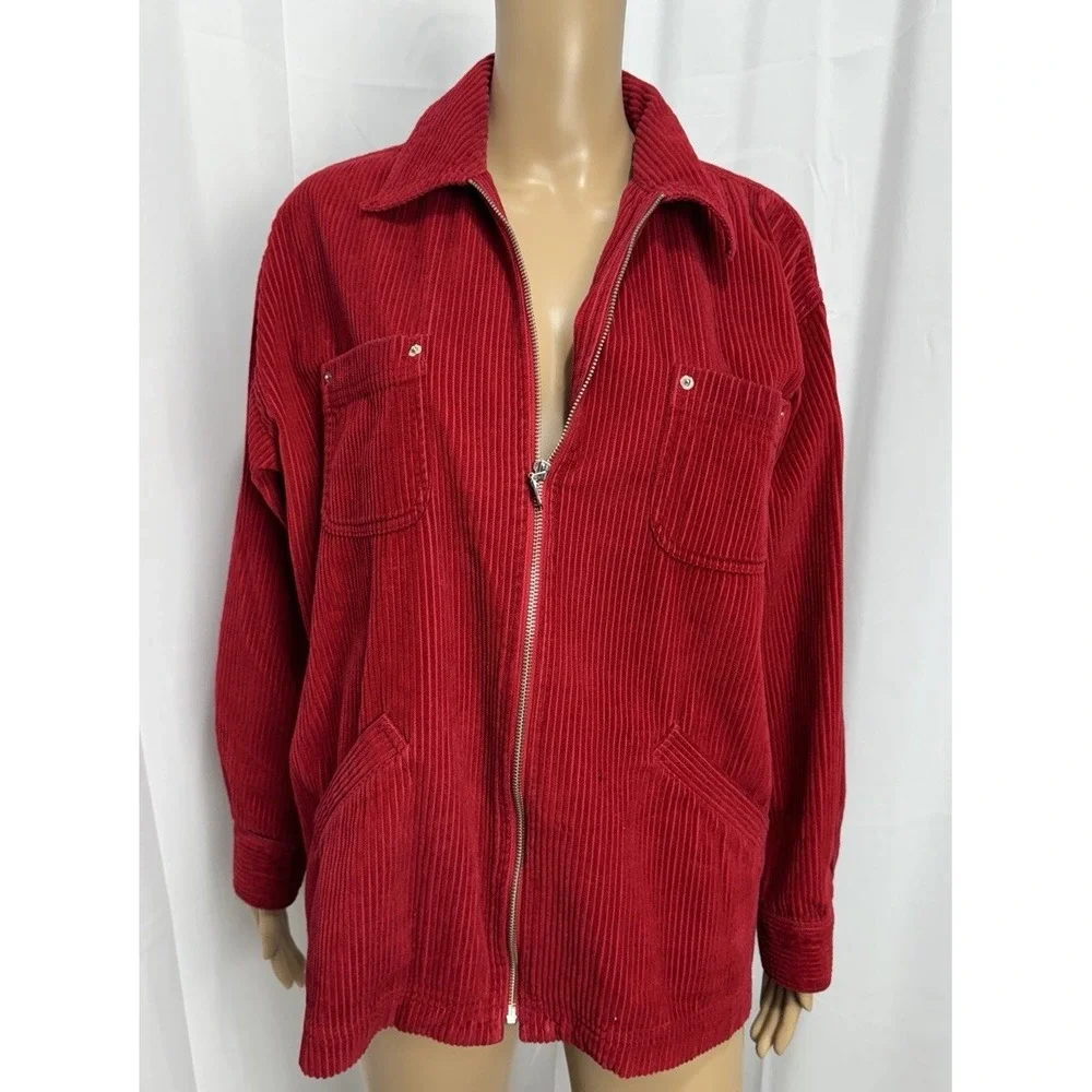 Talbots Red Corduroy 100% Cotton Zip Up Jacket Womens P Small EUC VTG 90s Y2K